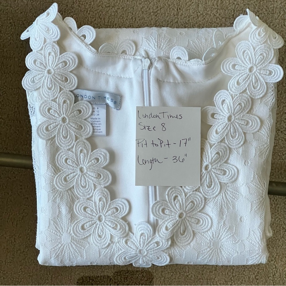 London Times White Midi Dress with Lace Trim - Picture 13 of 13